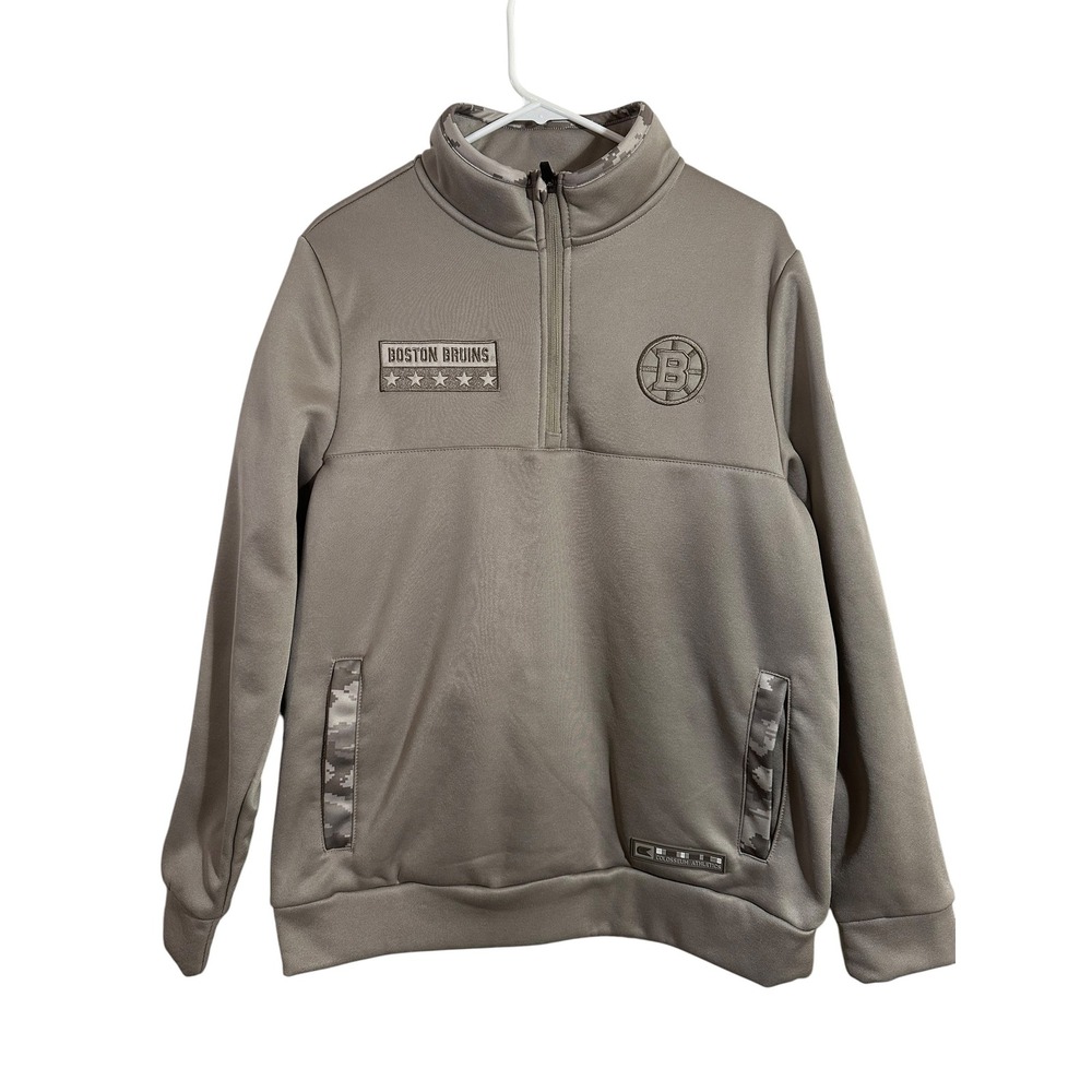 Colosseum Boston‎ Bruins Mens OHT Military Appreciation Quarter Zip Pullover M